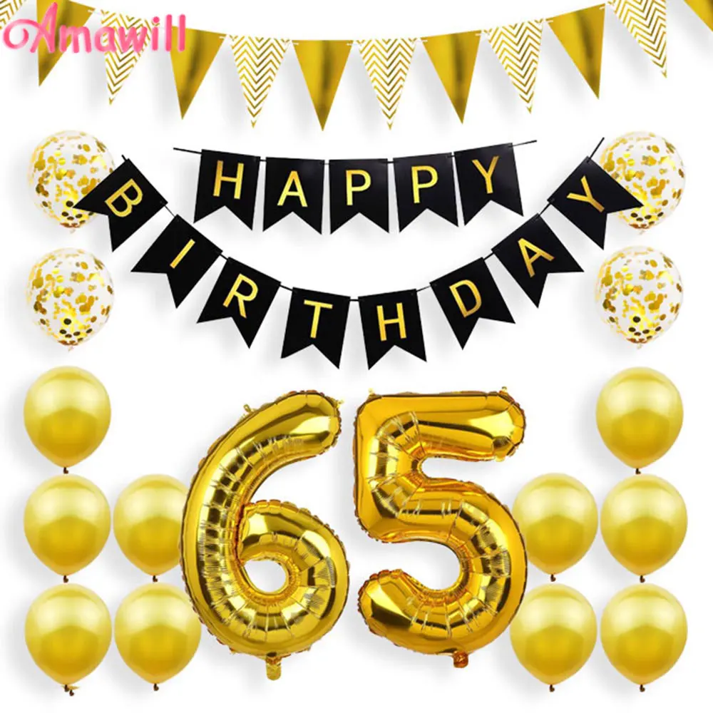 Amawill 65th Birthday Party Decorations Adult Happy Birthday ...