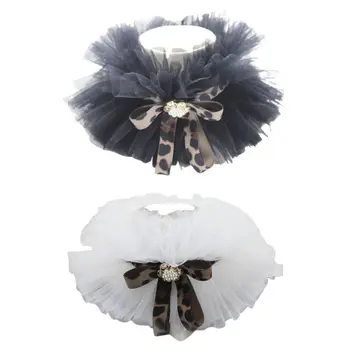 

Women Victorian Ruffled Mesh Chocker with Leopard Bowknot Detachable Fake Collar Q0KE