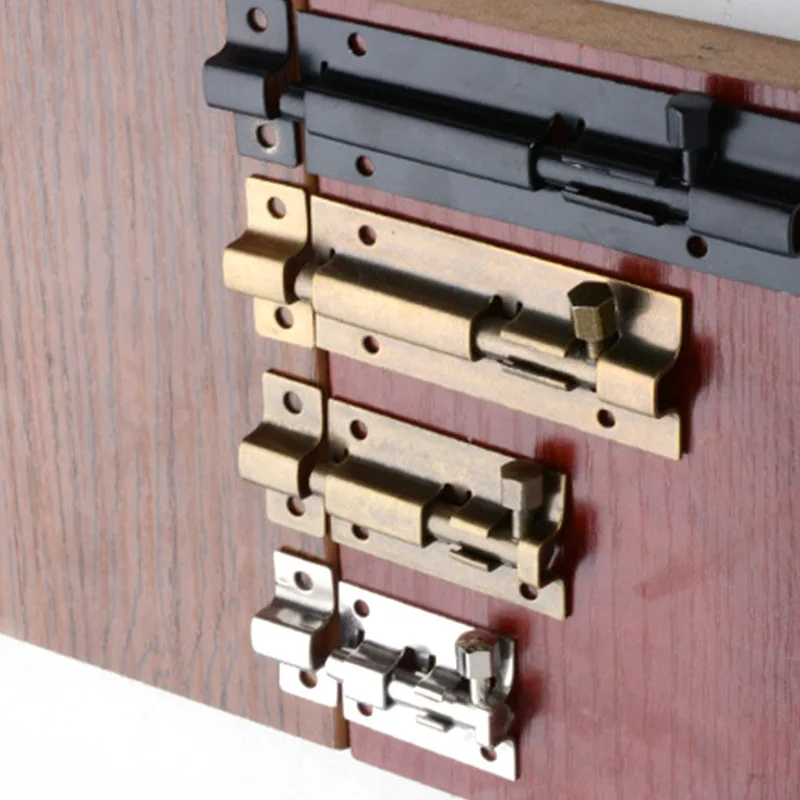 Door Latch 1.5/2/3/4 Inch Long Silver Stainless Steel Door Latch Solid Sliding Lock Bolt Latch Hasp Staple Gate Safety Lock Door Bolts