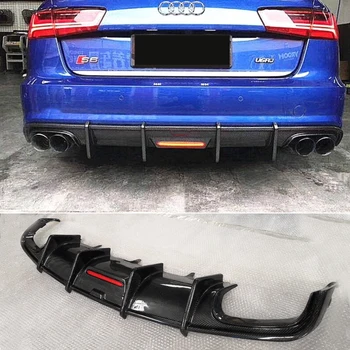 

For Audi A6 Sline S6 2016-2018 (Non for A6 Base ) Rear Diffuser Carbon Fiber Fins Shark Style Skid Plate Car Bumper Guard