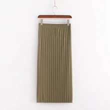 Женская Осенняя однотонная трикотажная плиссированная юбка mujer для женщин, с эластичным поясом, повседневные шикарные юбки средней длины