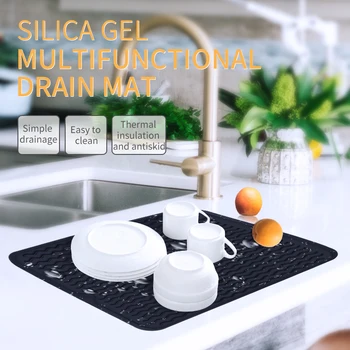 

Multifunctional Silicone Drain Mat Drying Dishes Pad Heat Resistant Slip-proof Tray Set Massage Mats For Kitchen Dish Mat