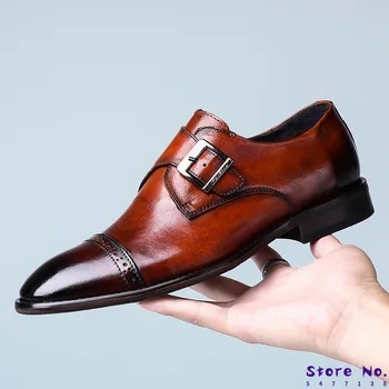 

2019 Newest Men Dress Shoes Designer Business Office Lace-Up Oxford Casual Shoes Men's Flat Party Leather Shoes Big Size 5 Color