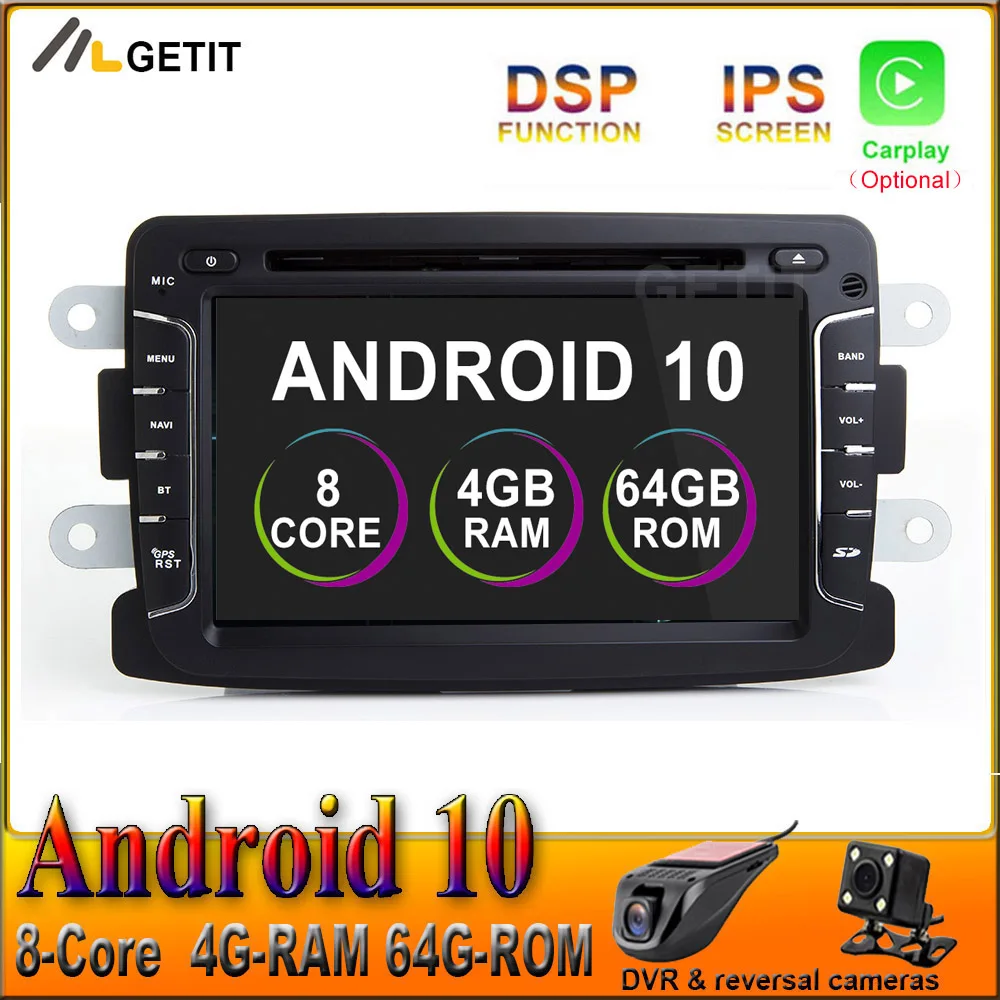 DSP IPS Android 10 автомобильный DVD стерео радио мультимедийный плеер GPS для Dacia Sandero Renault