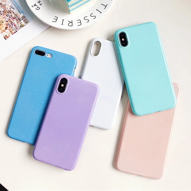 Модный Блестящий чехол карамельного цвета для iPhone 11 Pro Max XR XS X s Мягкий силиконовый