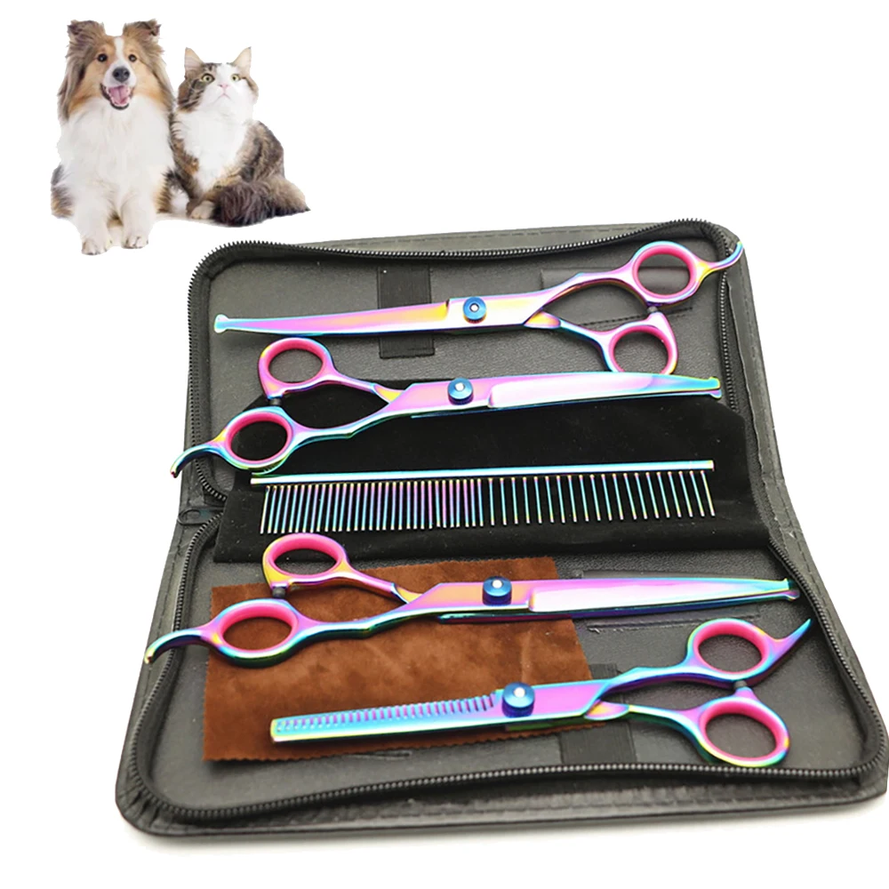 Stainless Steel Pet Dogs Grooming Scissors Up Down Curved Shears Sharp Edge Animals Cat Hair Cutting Barber Tools Kit |
