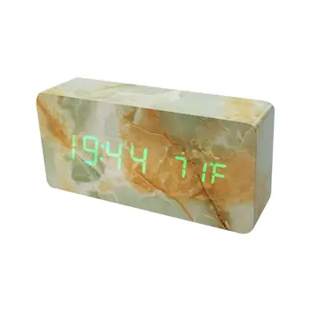

Marble Alarm Clock Wooden LED Alarm Timer With Dual Power Supply Voice Control Screen