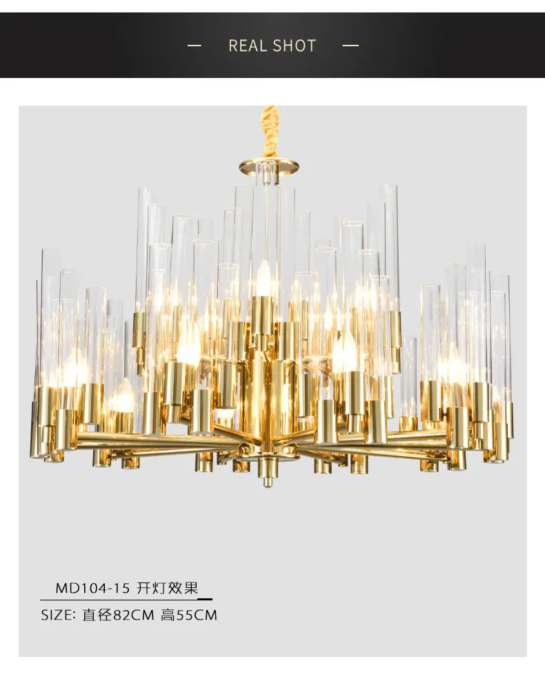 Postmodern minimalist chandelier living room dining room neoclassical creative light luxury glass villa model room long strip