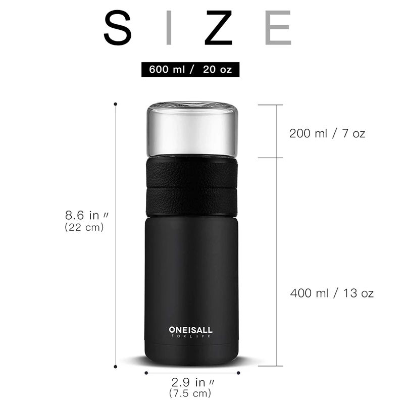 ONEISALL 570ml Stainless Steel Thermos Bottle Thermocup Tea Vaccum Flasks Christmas Gift Thermal Mug With Tea Insufer For Office