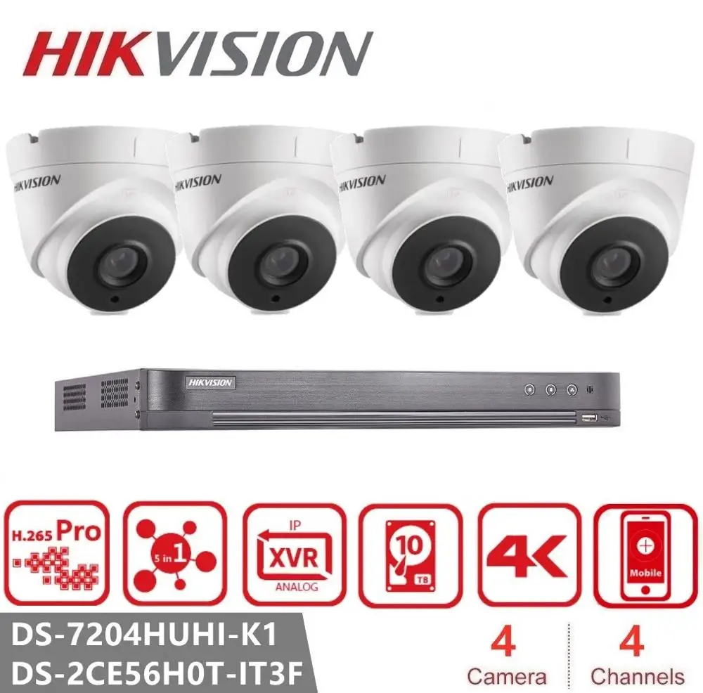 Hikvision 8CH 5MP Ультра HD CCTV камера система 4в1 DVR с 4X Всепогодная наружного наблюдения