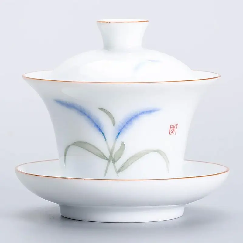 Китайский чайный сервиз Gaiwan набор чайная чашка керамические s пиалы для чая эмаль Gaiwan разрисованная вручную керамика пиалы для чая чайный набор кунг-фу ГАИ Ван - Цвет: 6