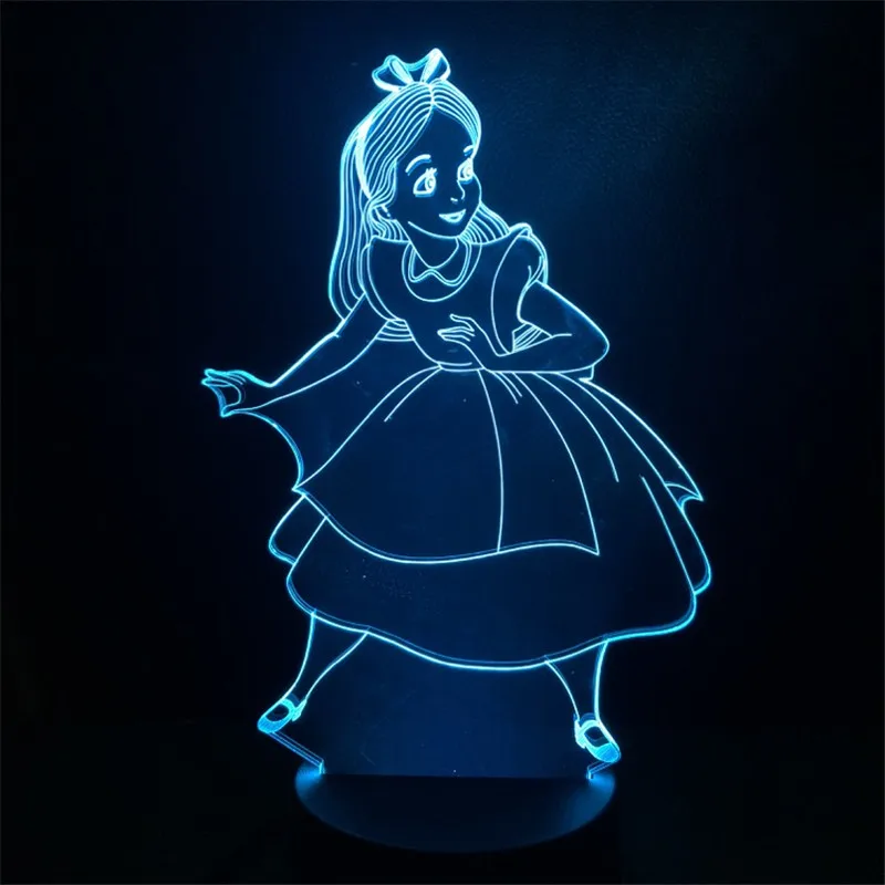 Светодиодная Ночная лампа Disney Princess Alice для детей декоративный светодиодный