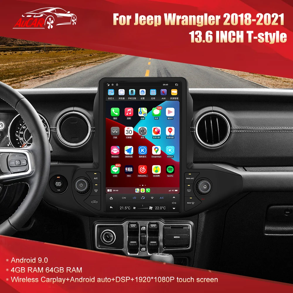 For JEEP Wrangler 2018 2021 Android Radio Head unit multimedia Car GPS  Navigation Stereo Android  4+64GB T Style '' FHD|Car Multimedia  Player| - AliExpress