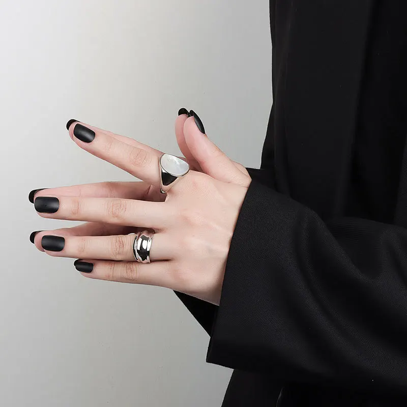 Silver Rings QMCOCO Trendy Shell Geometry Rings For Women Simple Vintage Silver Color Elegant Wedding Party Jewelry Index Finger Accessories