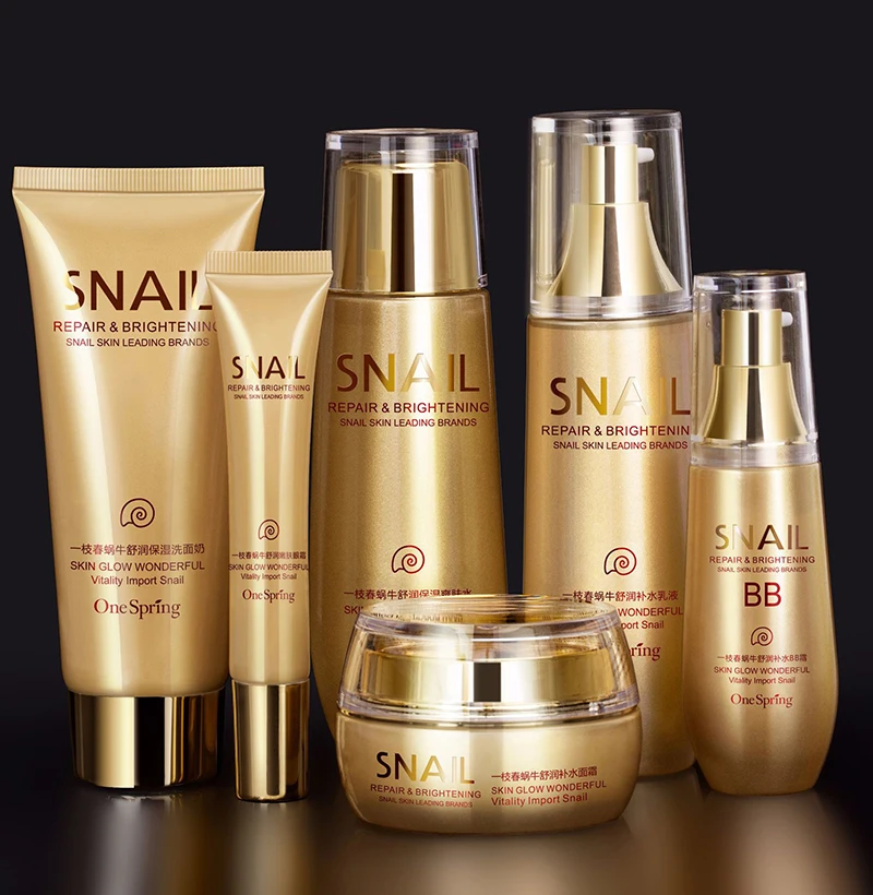 6PCS Gold Snail Face Skin Care Set Moisturizing Whitening Cream