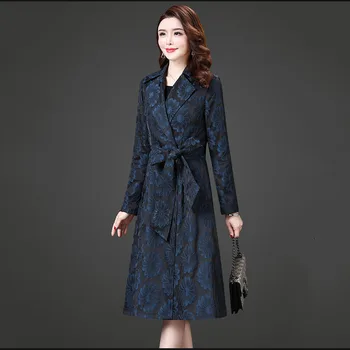

Spring Autumn New Windbreaker Women's Long Knees Popular Temperament Outwear Fashion Casual Embroidered Korean Coat B363