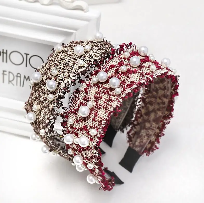 Fashion Elegant Women Headband Pearl Headband Wide Hair Bands for Women Turban Headband Headwrap Headwear Hair Accessories
