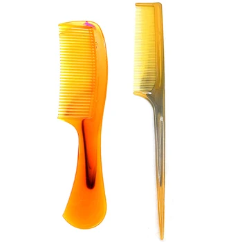 

1Pcs Natural Yellow Ox Horn Comb Long Handle Plastic Horn Comb Fine-toothed Hairdressing Hair Care Accessories Hair Styling Tool