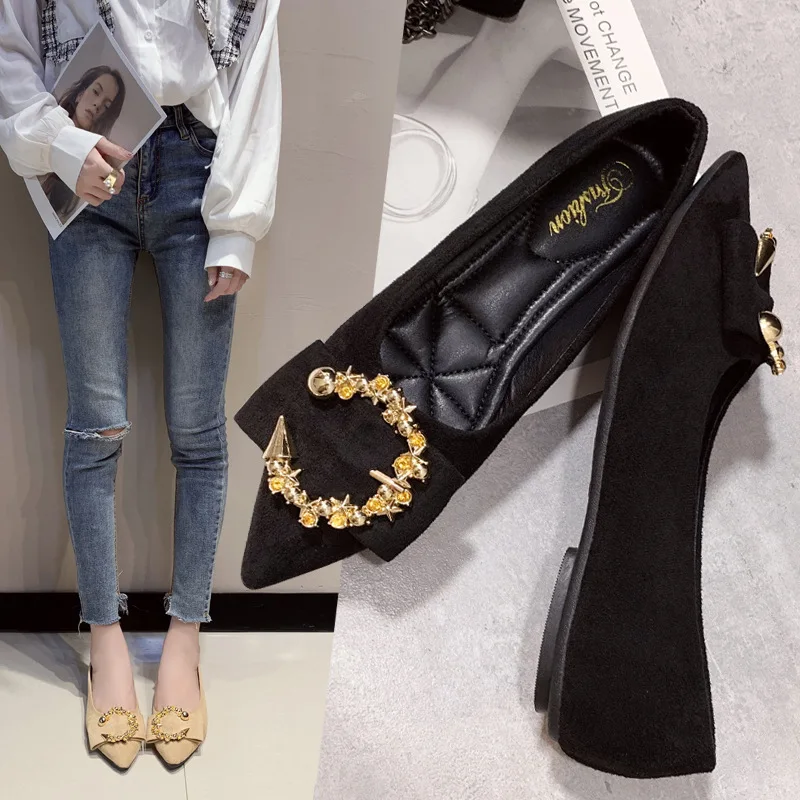 

Shoes Women's 2019 Spring And Autumn New Style Versatile Shallow Mouth Pointed Flat Top Shoes Women's Shoes Soft Bottom Lazy Sli