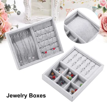 

Velvet Jewelry Box Jewelry Organizer Display Travel Jewelry Case Boxes Portable Earring Holder Storage Zipper Jewelers Tray