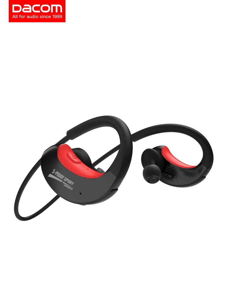DACOM G34 Bluetooth наушники бас IPX5 водонепроницаемые беспроводные наушники спортивные Bluetooth гарнитура с микрофоном для iPhone Android - Цвет: Красный