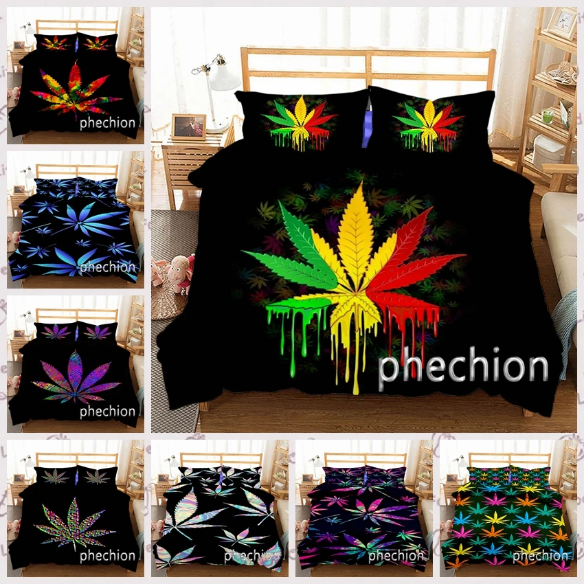 

Phechion Weed Art 3D Printed Cover Set Twin Full Queen King Size Bedding Set Bed Linens Bedclothes for Young K161