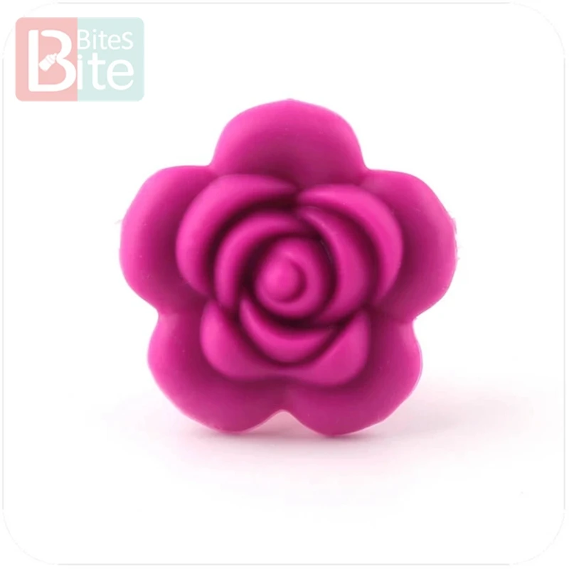 rose rose Укусы укусов аксессуары для детей 1 шт. Силиконовые розы бусины Цветок Прорезыватель для зубов из пищевого силикона DIY кормящих ювелирных изделий сенсорная Жевательная Детская Игрушка прорезыватель - Цвет: rose rose