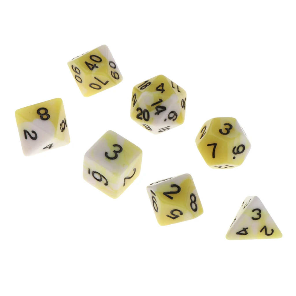 Pack of 7 Polyhedral Dices Table Board Games Party KTV for Dungeon and Dragons Polyhedral Dice Games DND Dice Set Kids Math Toys