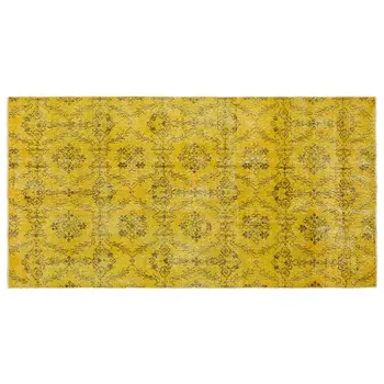 

Handmade Yellow Vintage Overdyed Turkish Area Rug 147x270 Cm-4'10''X8'10''