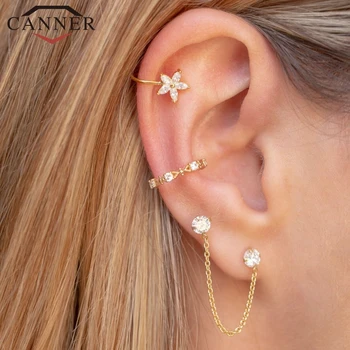

1 pair of 925 Sterling Silver Snowflake Ear Cuff Without Piercing Clip Earrings for Women Crystal Zircon Clip on Earrings