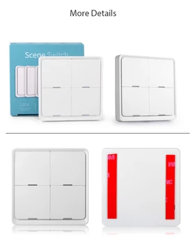 

Tuya Smart Home ZigBee Switch Wireless Free Sticker 4-way Panel Scene Button Switch Smart Scene Automation Control Switch