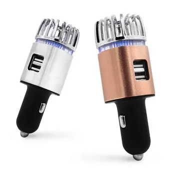 

12V Dual USB 2 In 1 Auto Car Fresh Air Anion Ionic Purifier Oxygen Bar Ozone Ionizer Cleaner Vehicle Smoke Remover Air Freshener