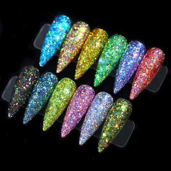 

12Box/lot Nail Mermaid Glitter Flakes Sparkly 3D Hexagon Colorful Sequins Spangles Polish Manicure Nails Art Decorations
