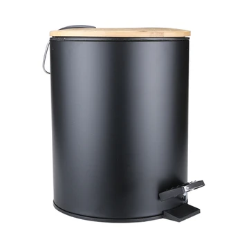 

3L Bamboo Flip Step Trash Can Garbage Bin Rubbish Waste Container Organizer Bathroom Kitchen Living Room Office Decoration