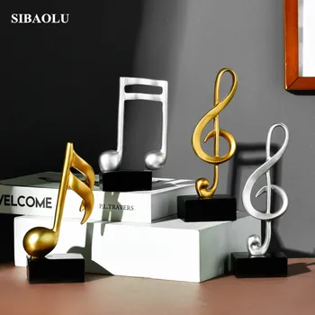 

Gold Resin Note Symbols Decoration Home Living Room Study Music Notes Decoration Feng Shui Figurine Room Decoration Accessories