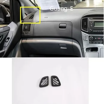 

Car Garnish Cover Detector Trim Carbon fiber Front Air Conditioning Outlet Vent 2pcs For Hyundai Starex H-1 2018 2019 2020