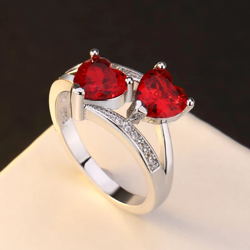 Bague Ringen Топ бренд двойное сердце дизайн топаз кольца для женщин серебро 925 ювелирные изделия драгоценные камни кольца подарки на Рождество юбилей