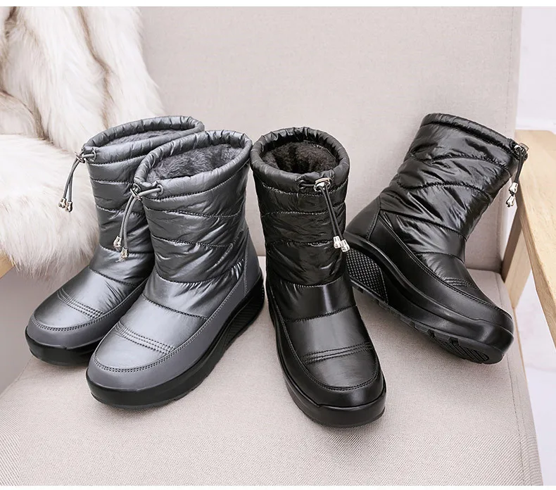 PINSEN New Women Winter Boots High Quality Comfortable Snow Boots Women Slip-on Keep Warm Ladies chunky Boots botas mujer