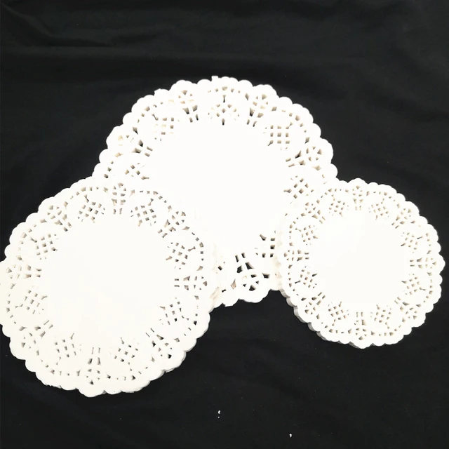 Round Lace Paper Doilies Assorted Sizes White Pink Gold Red Cake Paper Mat  Party Wedding Christmas Table Decoration Pad 100pcs