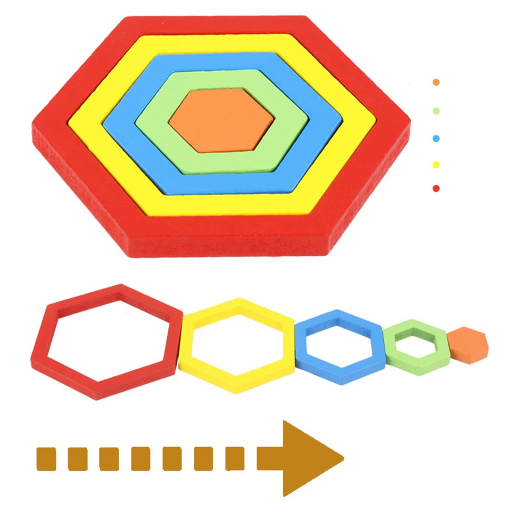 Деревянная Радужная цветная Геометрическая настольная игра-головоломка в форме познания обучающая игрушка