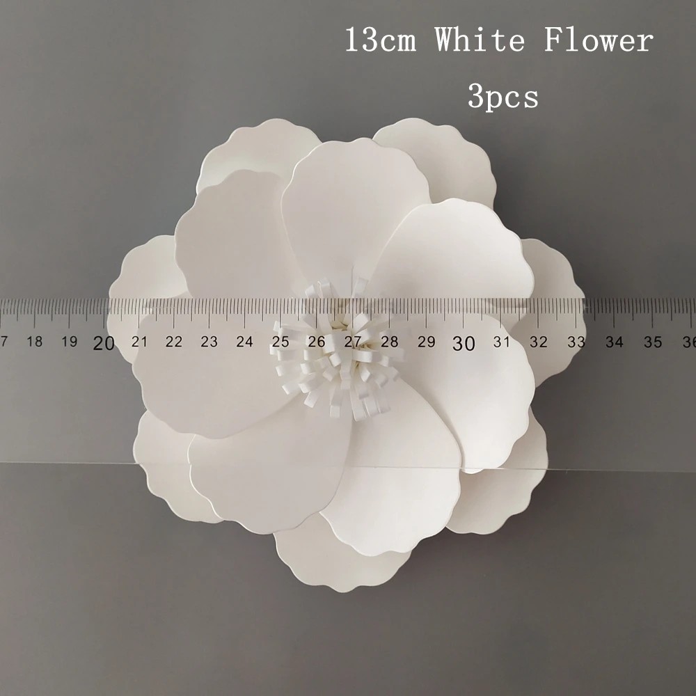 13cm White 3pcs FFS Белое золото бумага 3D искусственный цветок трехмерное украшение вечерние свадебные витрины настенные украшения 190820001 - Цвет: 13cm White 3pcs