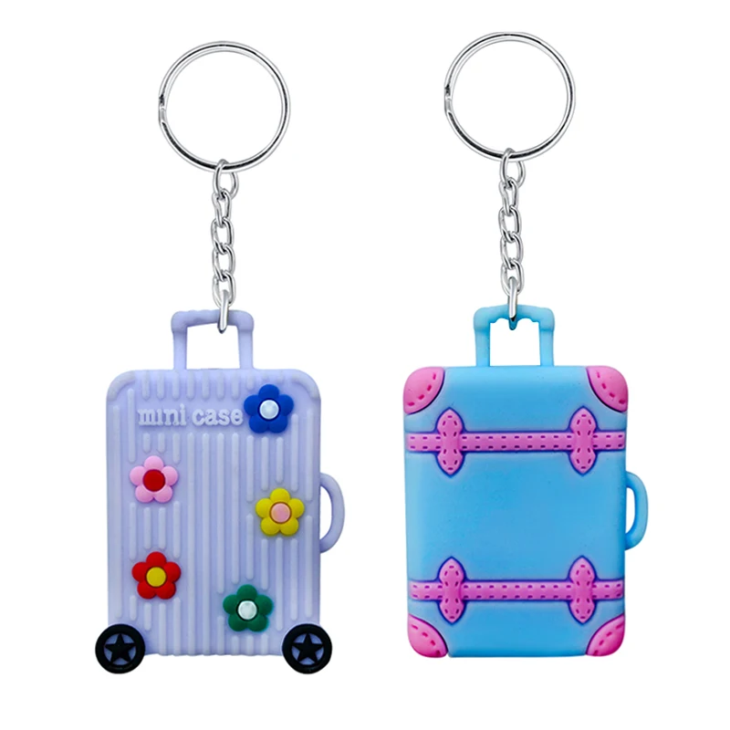 

2020 new PVC soft plastic cartoon suitcase keychain pendant creative ladies bag cute ornaments