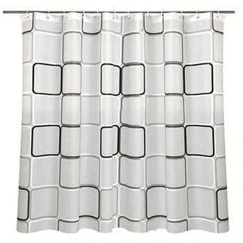 

Waterproof Shower Curtain With 12 Hooks For Bathroom Toilet