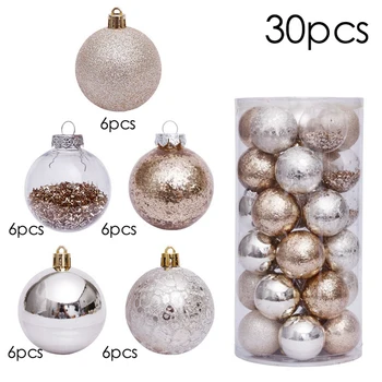 

6cm 30 Pcs/box Exqusite Christmas Decorations for Tree Ball Palline Trasparenti Christmas Tree Pendant Adornos De Navidad
