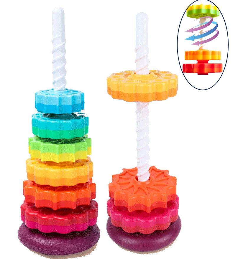Educational Toys Stacking Puzzle Toys Stacking Toys Baby Stackable towers Rainbow Tower Toy big size Color Shape Montessori Educational games Stacking ring for babies girl boy for educational toys,stacking puzzle toys,stacking toys