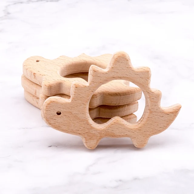 1PC Baby Wooden Teethers Food Grade Toys Wooden Animal Pig Rodent Flamingo Beech Wood Teething  Bracelet Pendant Children Goods 3