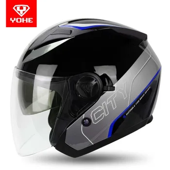 

2020 summer New YOHE Double lens half face Motorcycle helmet 3/4 open face ABS Motorbike helmets electric bicycle Safety hat cap