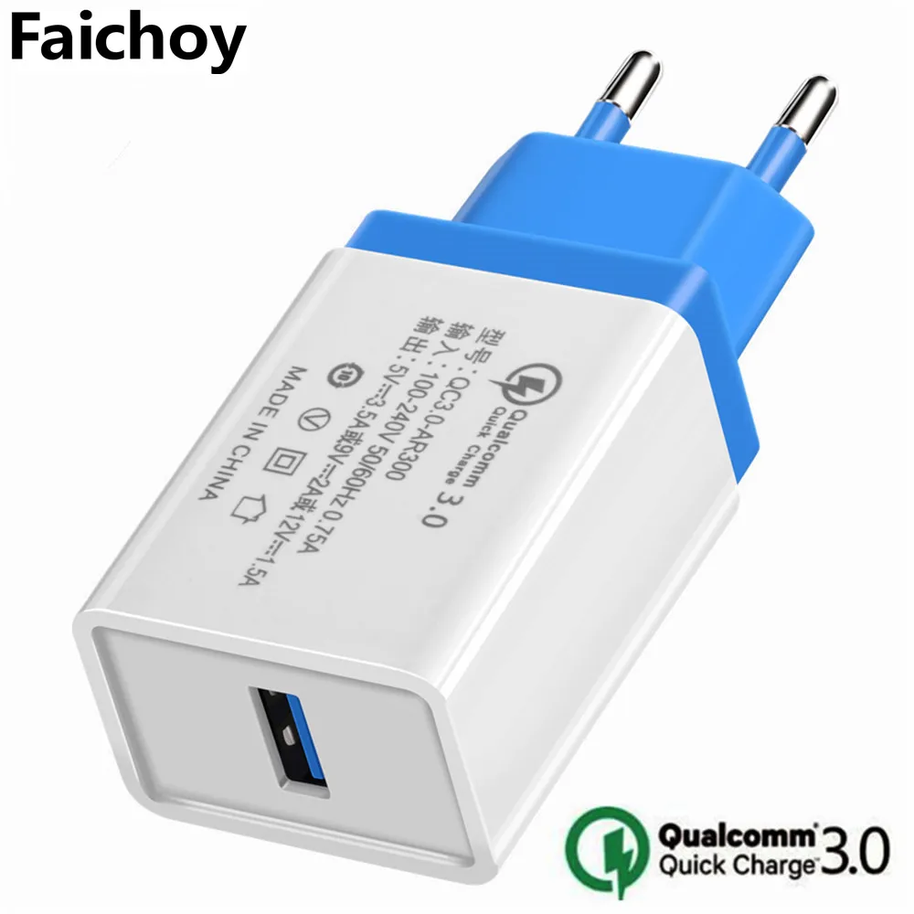 

Universal QC3.0 USB Quick Charger USA/EU Plug Fast USB Charger Cable Wall Mobile Phone Chargers For iPhone Samsung Huawei Xiaomi