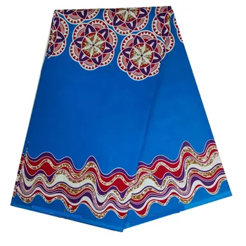 

Blue Flowers Veritable Real African Wax Print Fabric High Quality 100% Cotton 6yards Ankara Fabric N20801-34