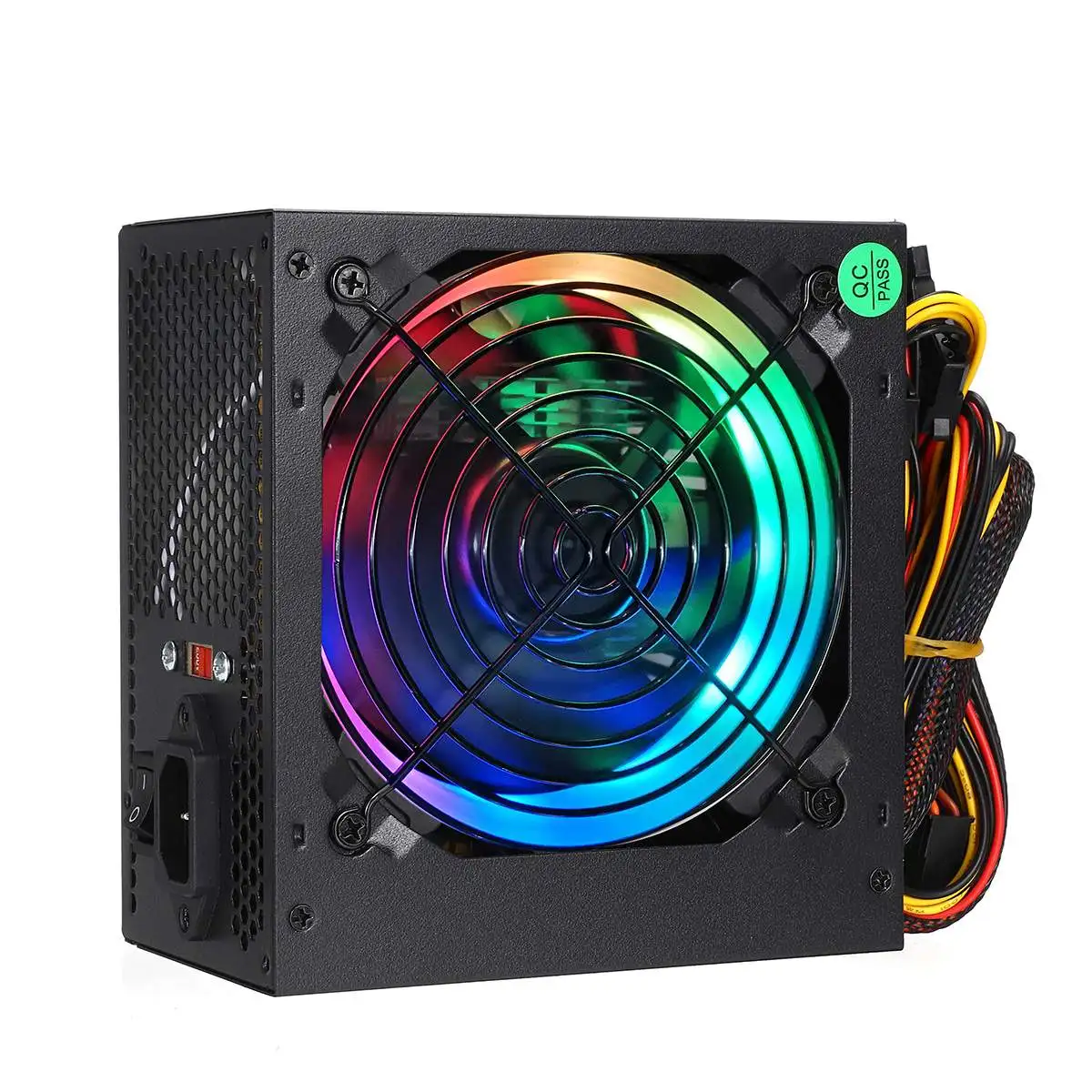 Макс 1000 Вт блок питания 12 см многоцветный светодиодный rgb вентилятор 24 Pin PCI SATA 12V компьютерный источник питания